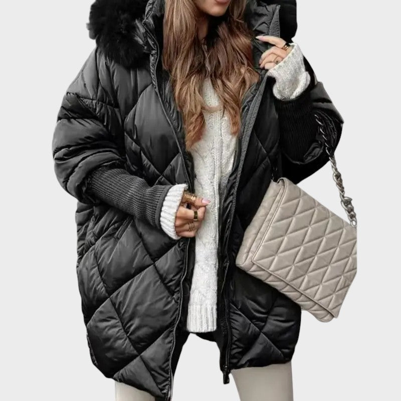 Denisa™ | Women's Midi Parka with Knitted Sleeves