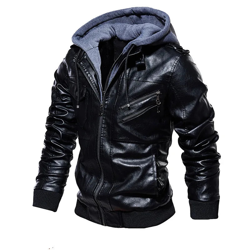Jonniel | Leather Jacket with Hood