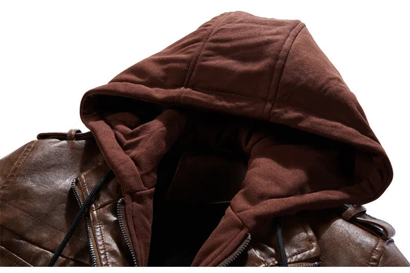 Jonniel | Leather Jacket with Hood