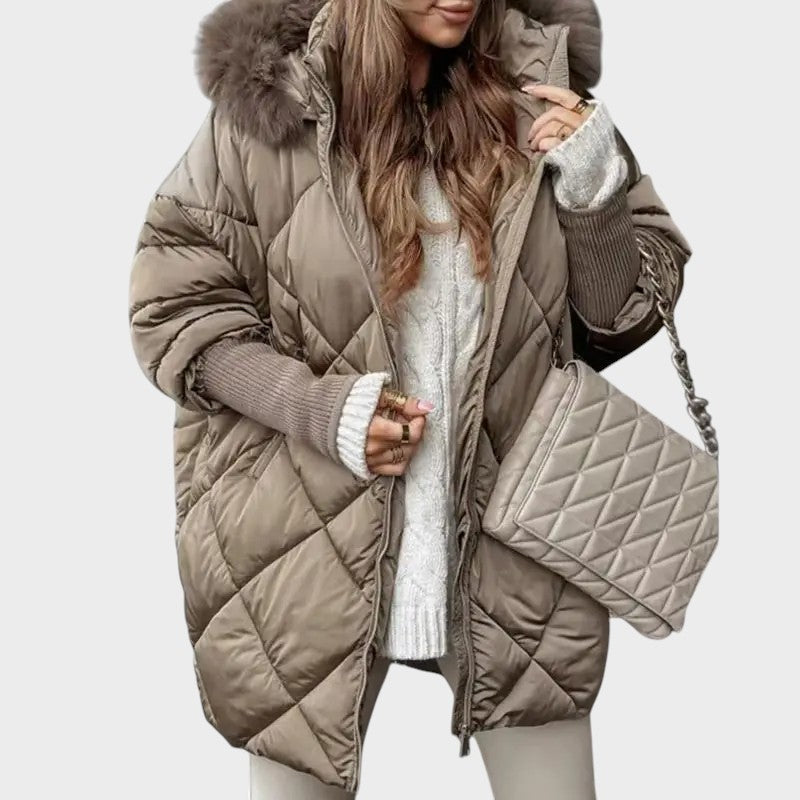 Denisa™ | Women's Midi Parka with Knitted Sleeves