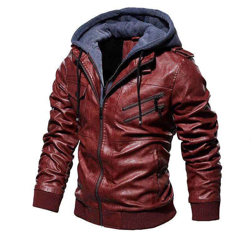 Jonniel | Leather Jacket with Hood