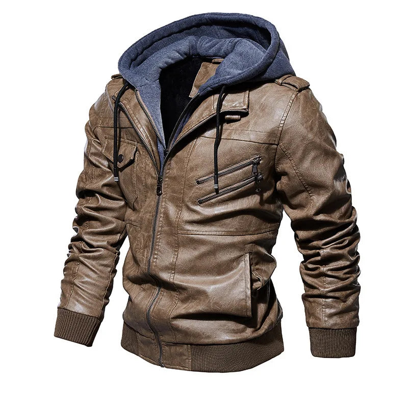 Jonniel | Leather Jacket with Hood