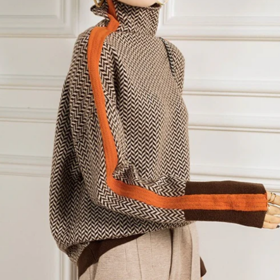 Sophia - Herringbone Luxe Turtleneck