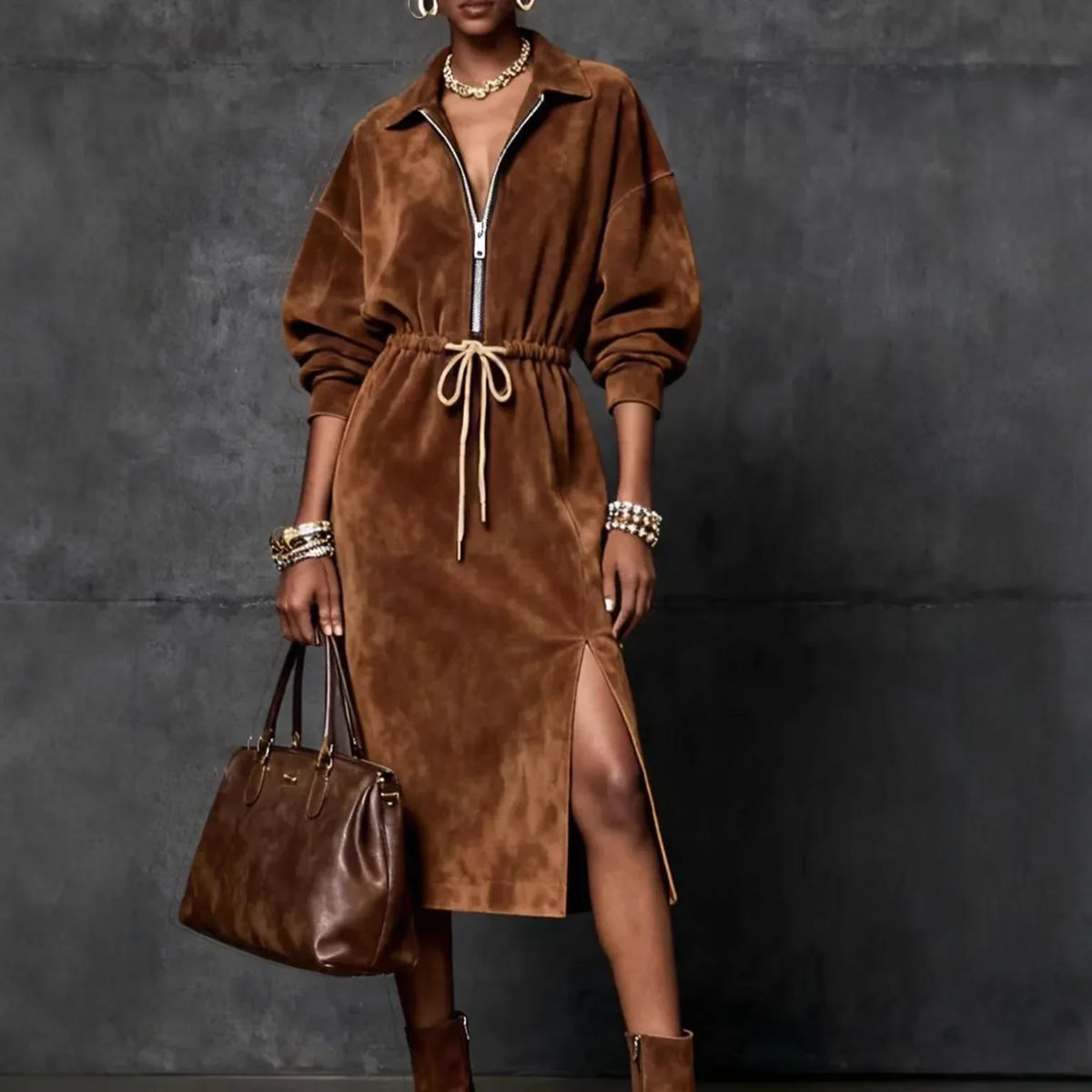Benita | Elegant Midi Dress with Waist Tie