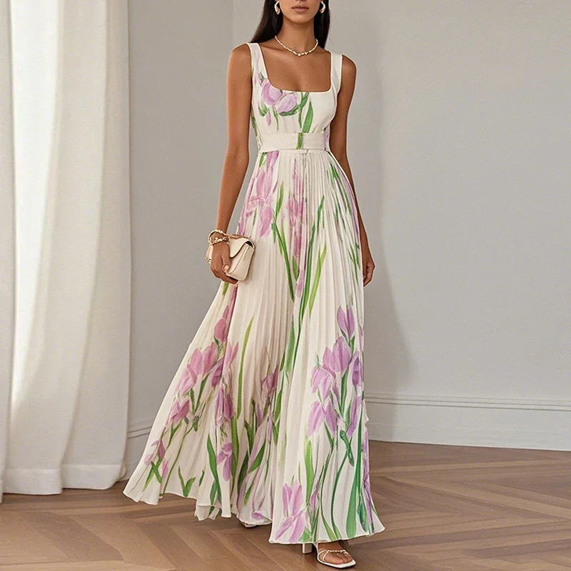 Oriah | Abito Lungo Donna Floreale Linea A in Seta