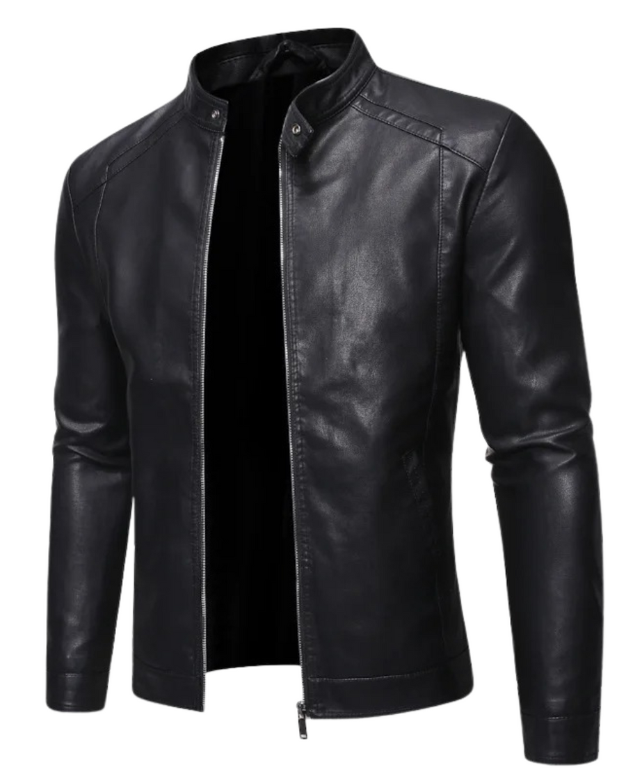 Xyron | Leather Jacket with Stand-up Collar
