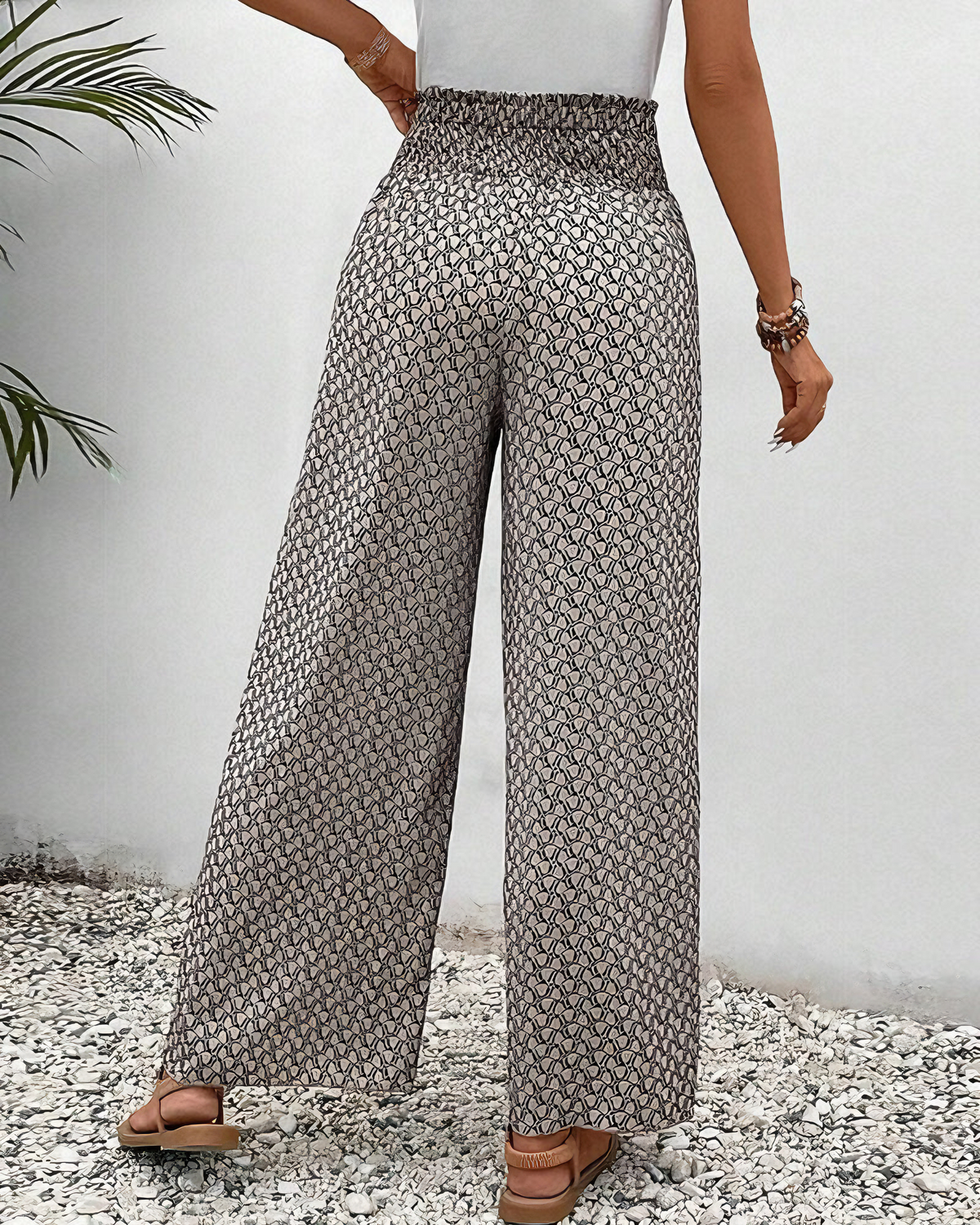 Lisette Wide-Leg Pants with Geometric Print