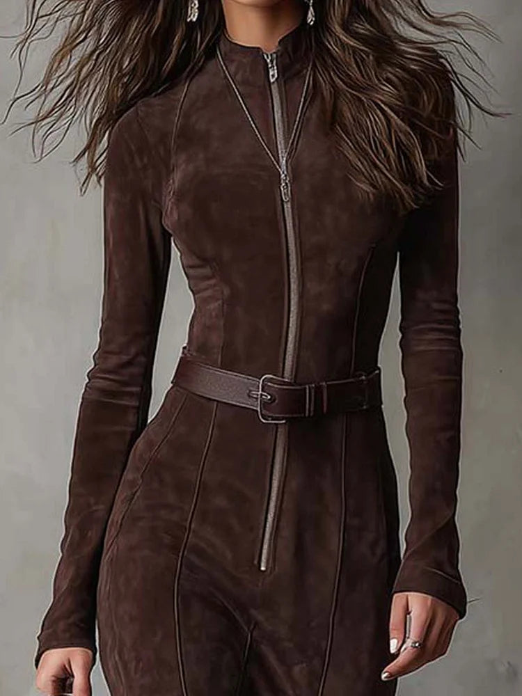 Lorrie | Vintage brown maxi dress with belt