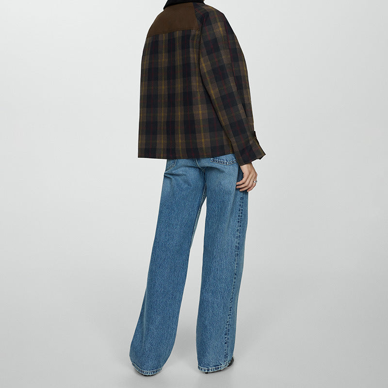 Leighton | Plaid Button-Down Jacket With Faux Fur Collar For Women