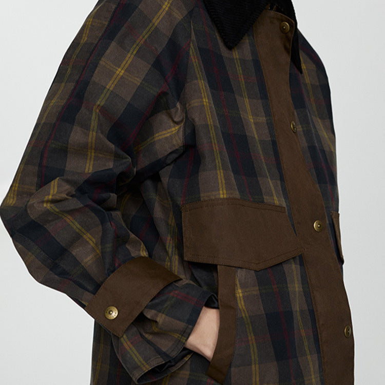Leighton | Plaid Button-Down Jacket With Faux Fur Collar For Women