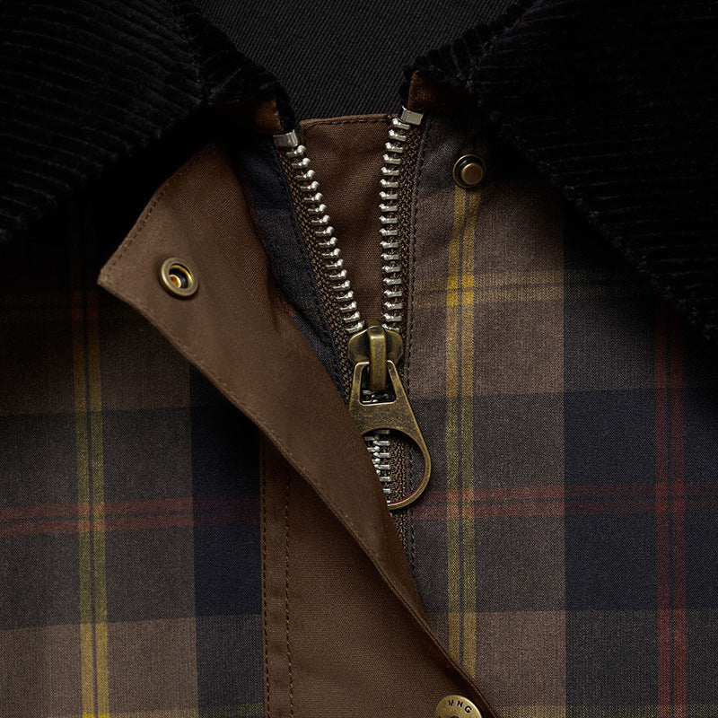 Leighton | Plaid Button-Down Jacket With Faux Fur Collar For Women