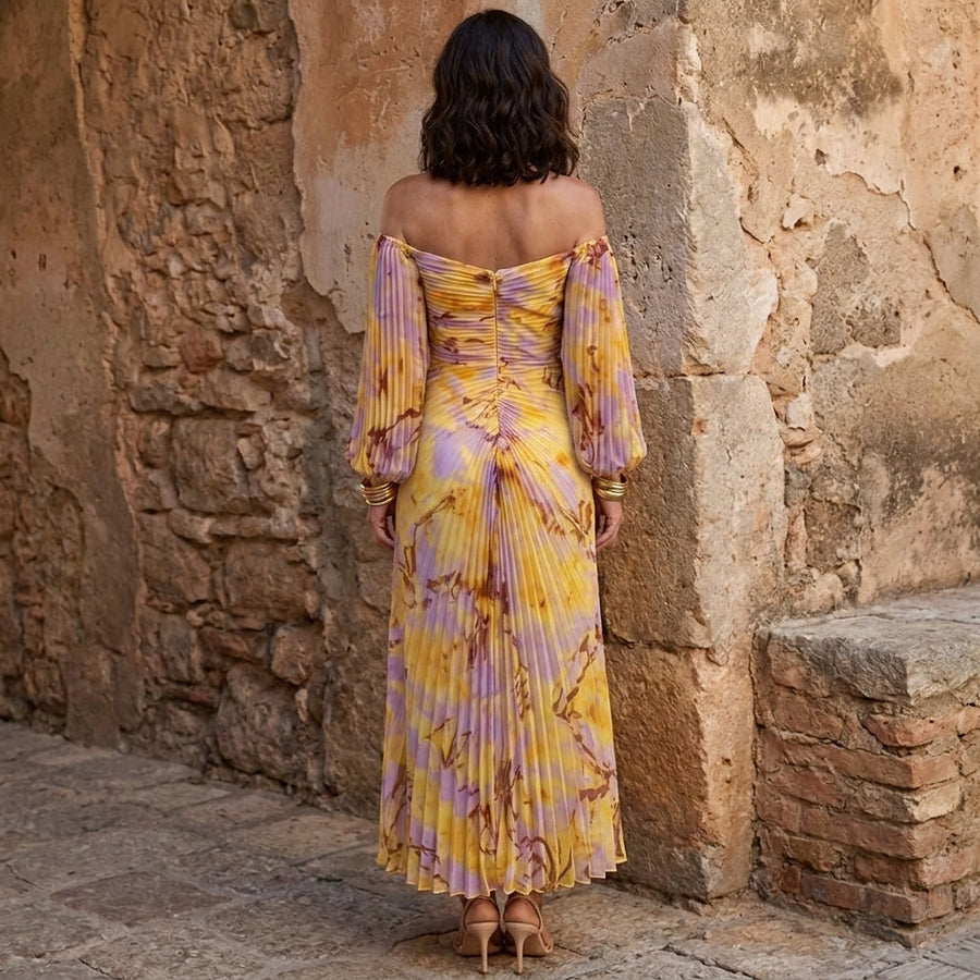 Gregoria | Abito Lungo Donna Floreale con Scollo Profondo