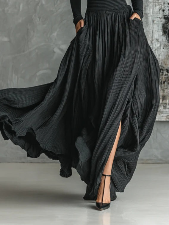 Prudence | Pleated Skirt and Black Turtleneck Set