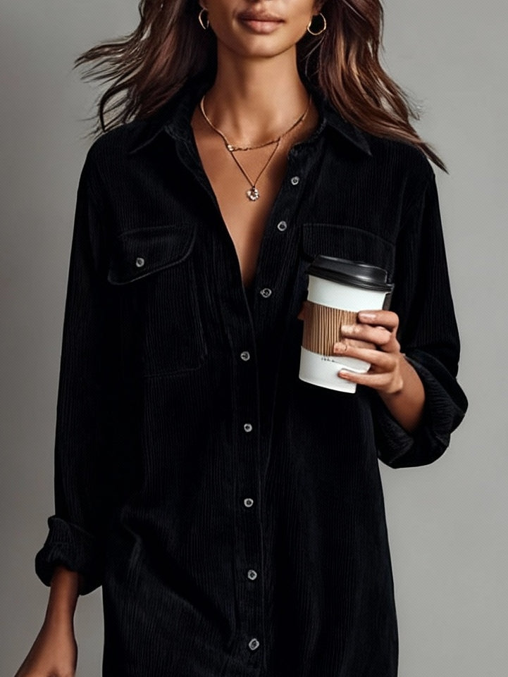 Béatrice | Corduroy Midi Dress with Pockets