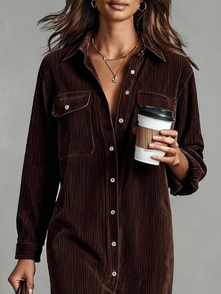 Béatrice | Corduroy Midi Dress with Pockets