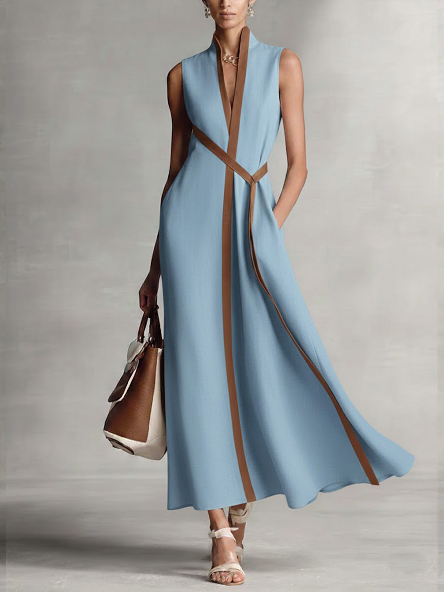 Colette | Belted V-Neck Midi Dress