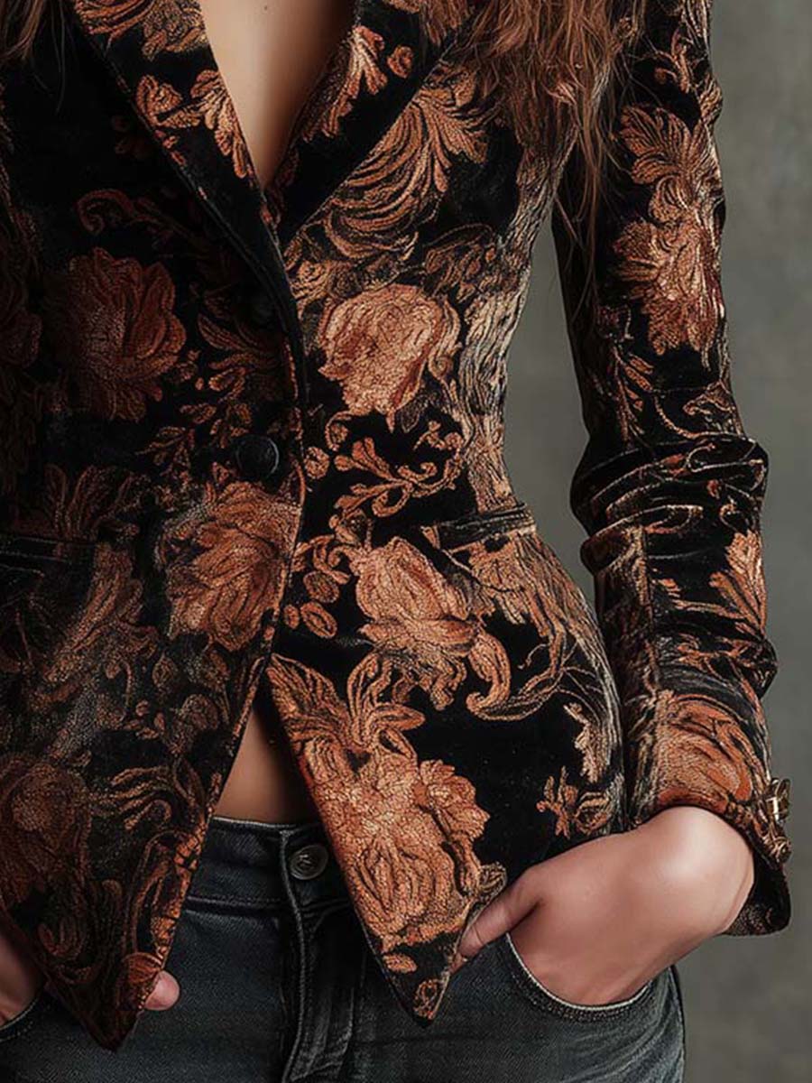 Marcelina | black fitted floral blazer
