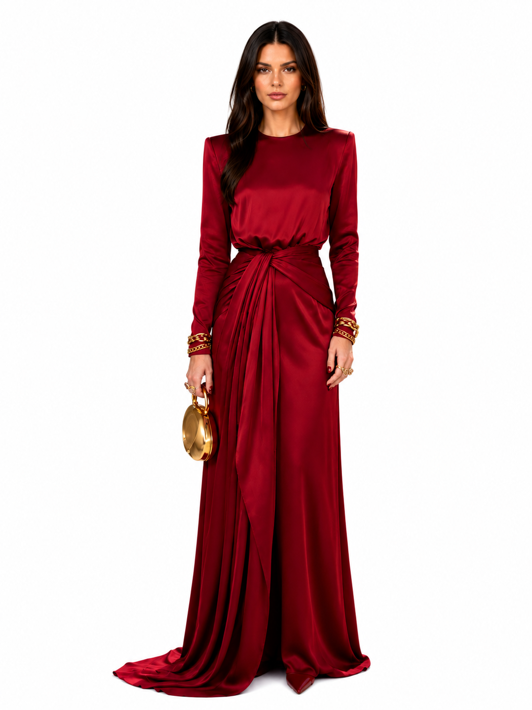 Cassandra | Abito Lungo Donna in Raso Drappeggiato