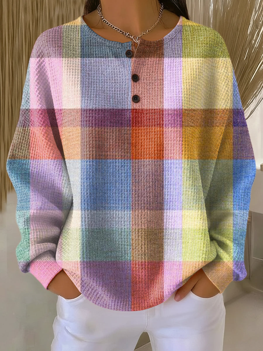 Linnet | Cozy Checked Henley Sweater