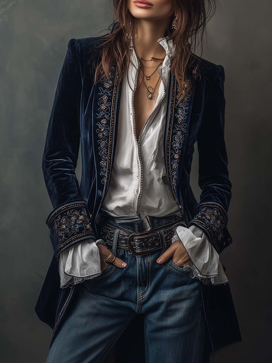 Emilia | Long Embroidered Women's Blazer