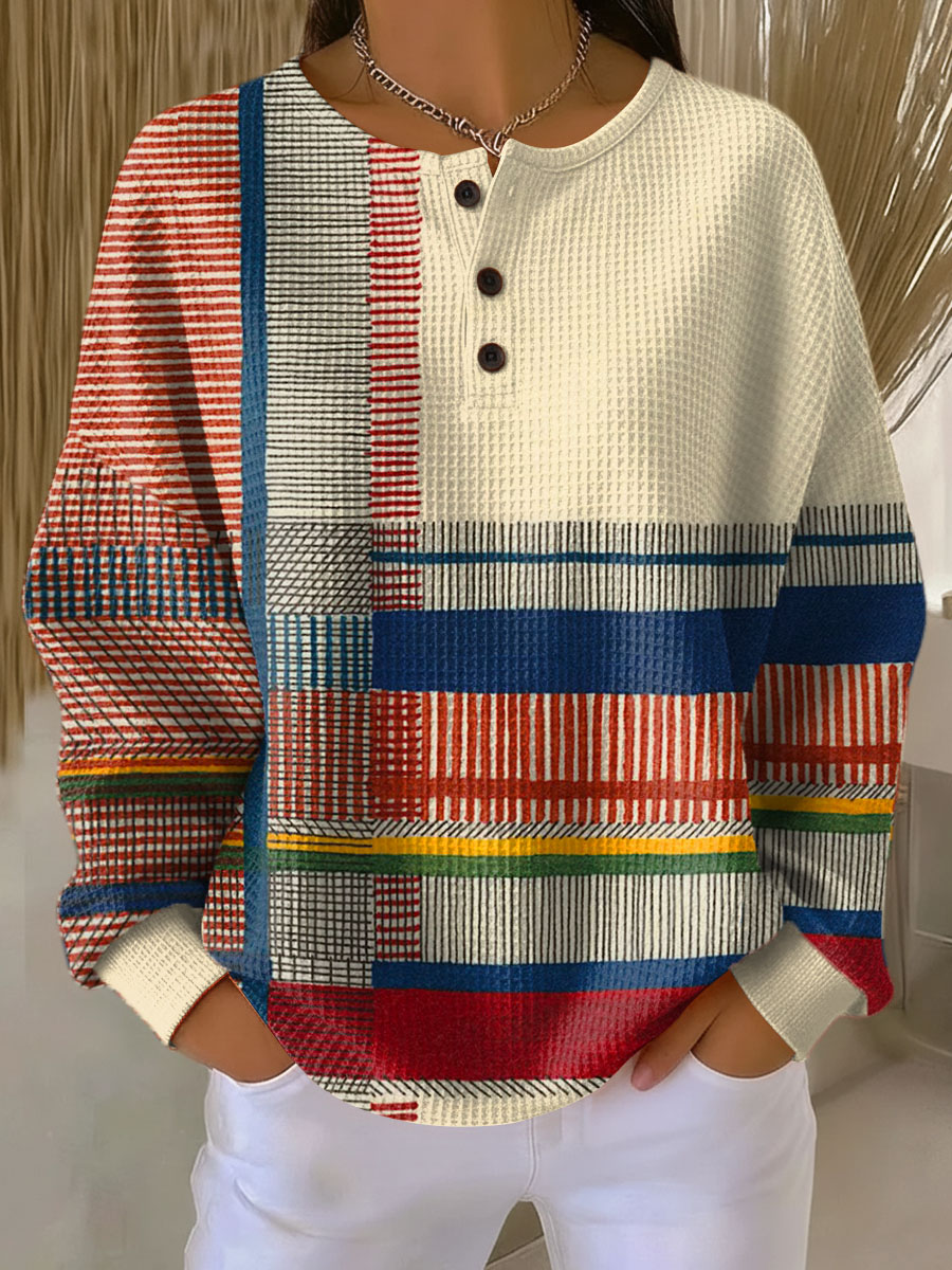 Roselle | Colorful Panelled Henley Top