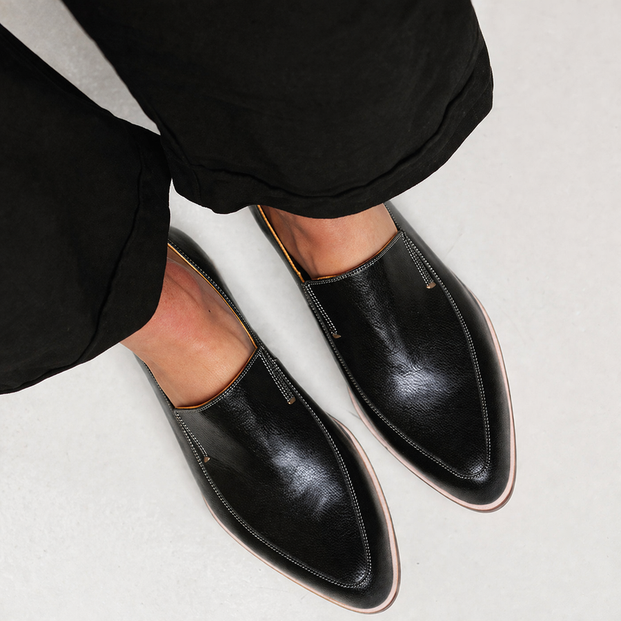 Hilde | Black Patchwork Moccasins