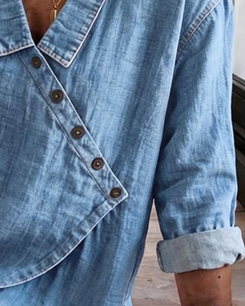 Women's Button-Front Denim Blouse