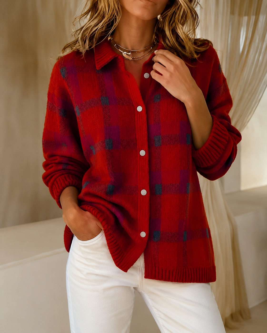Tesa | Checked Knit Vest