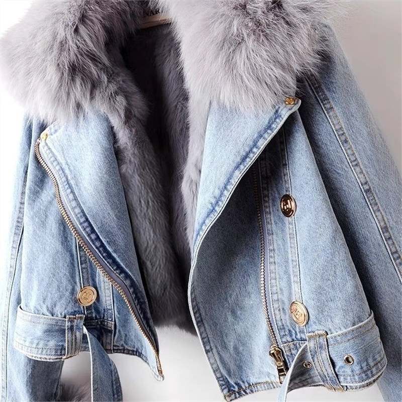 Veronica | Denim Moto Jacket with Faux Fur