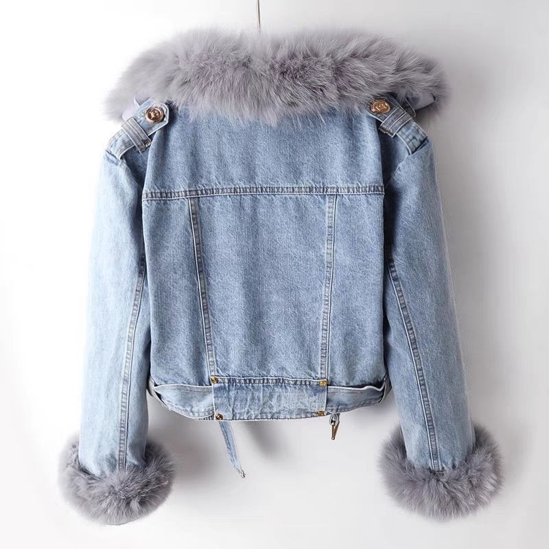 Veronica | Denim Moto Jacket with Faux Fur