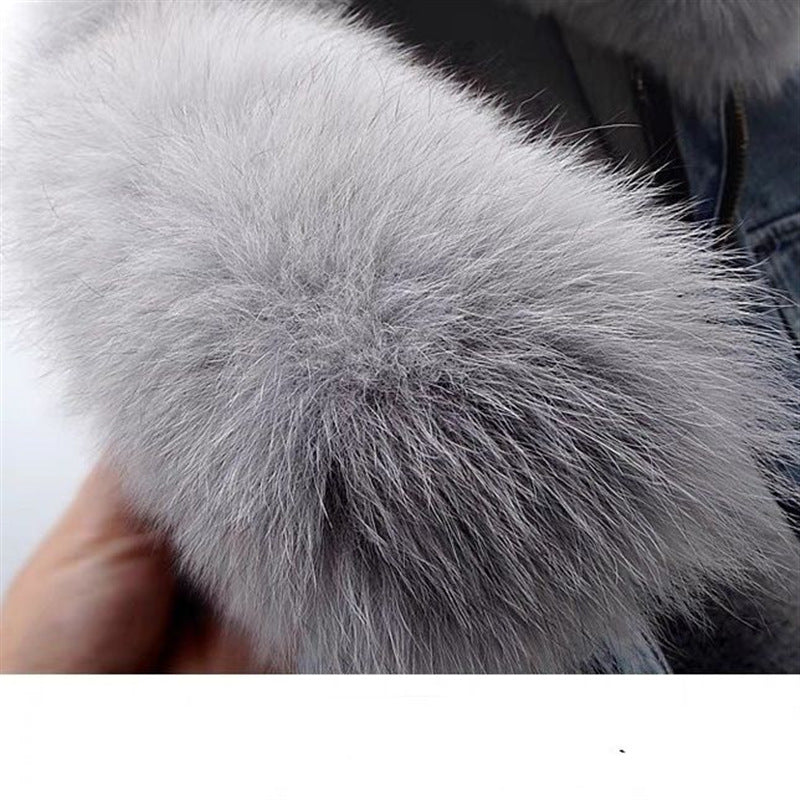 Veronica | Denim Moto Jacket with Faux Fur