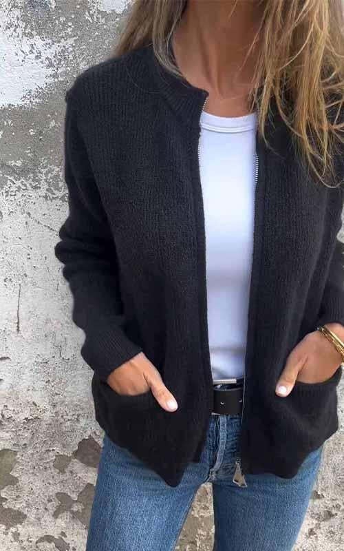 Salivelle | Comfortable Cardigan with Front Zipper and Pockets