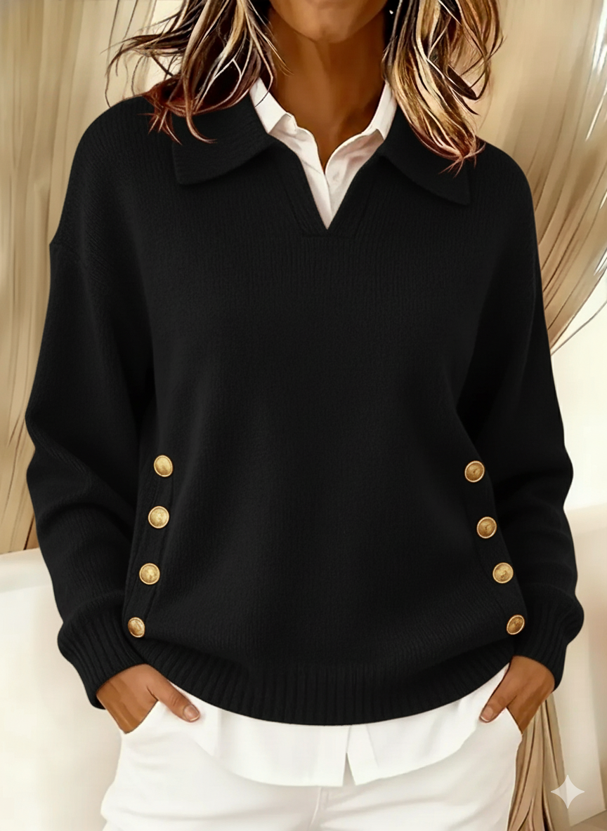 Erminia | Sweater with Polo Neck and Buttons