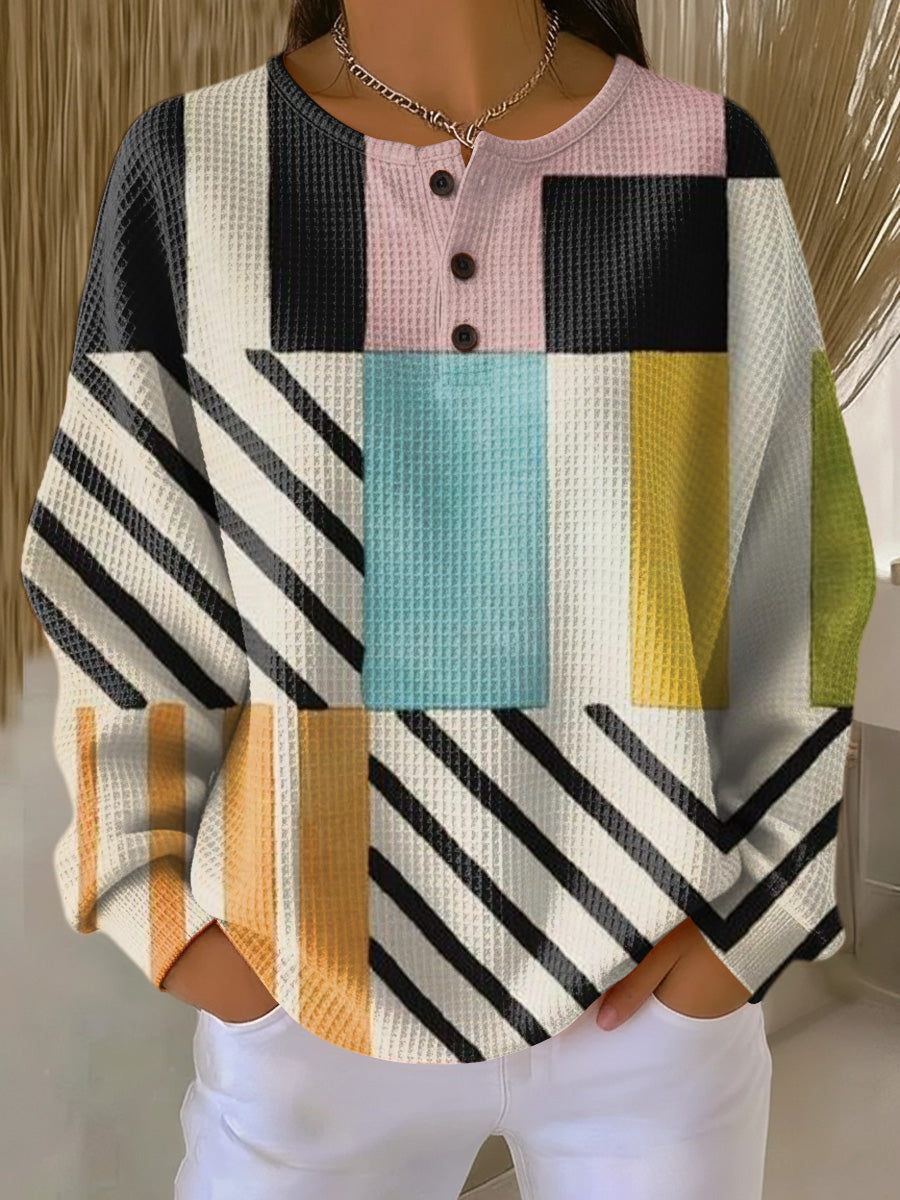 Marina | Color-Block Button Henley Top