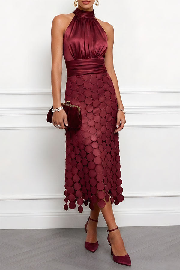 Celine | Halter Neck Occasion Midi Dress
