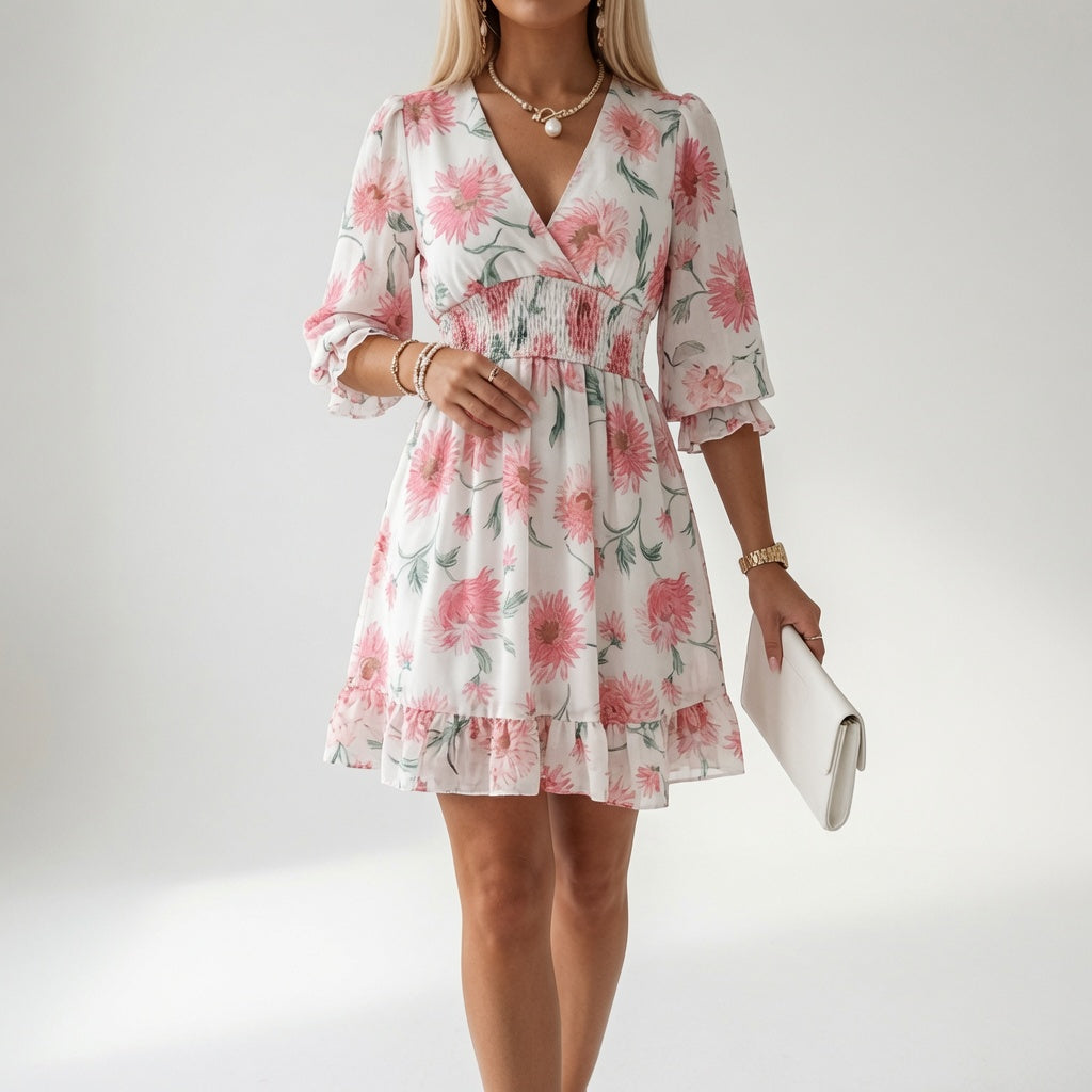 Evie | Floral Smocked Mini Dress