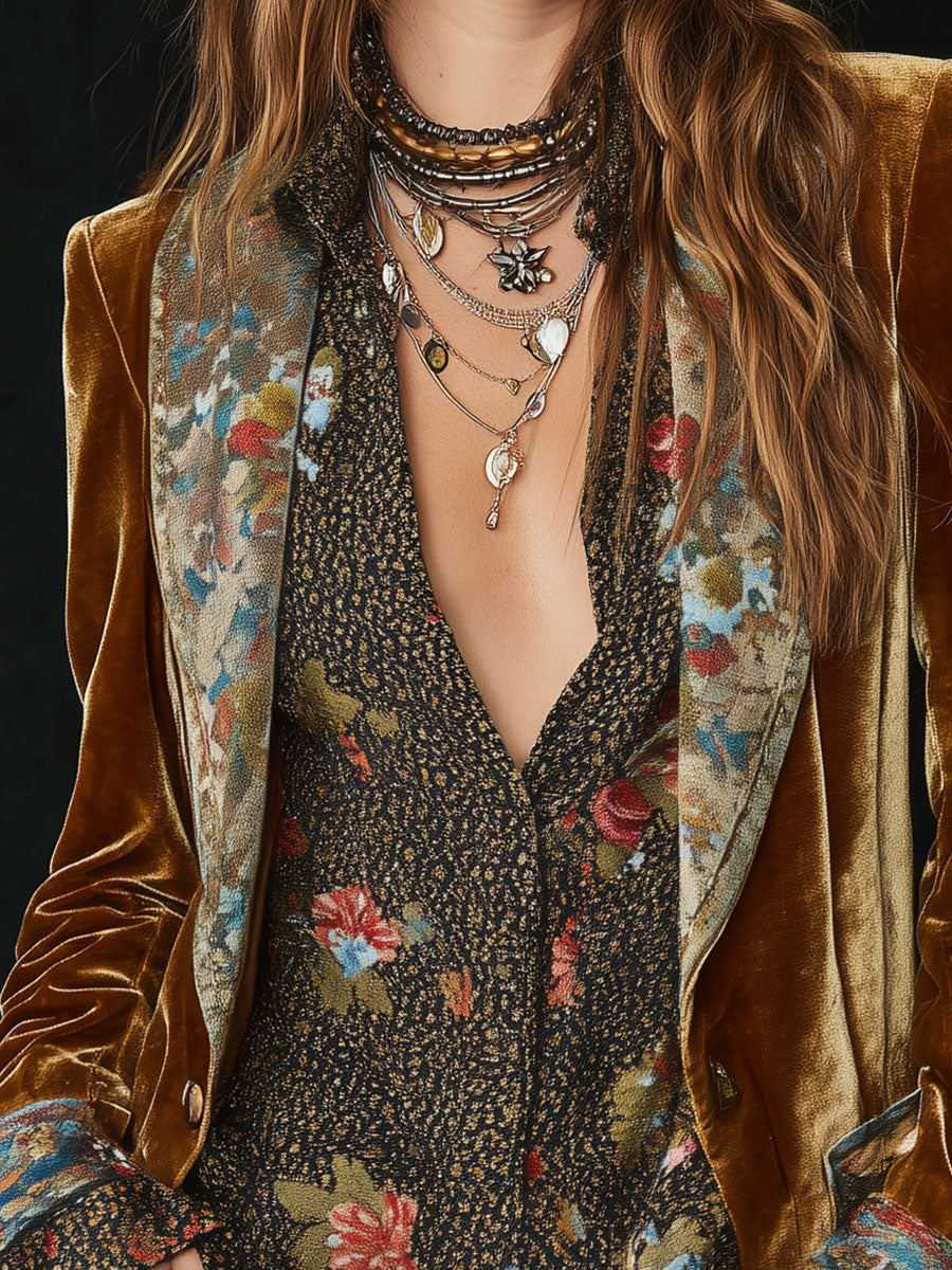 Anna | Vintage Floral Print Patchwork Blazer