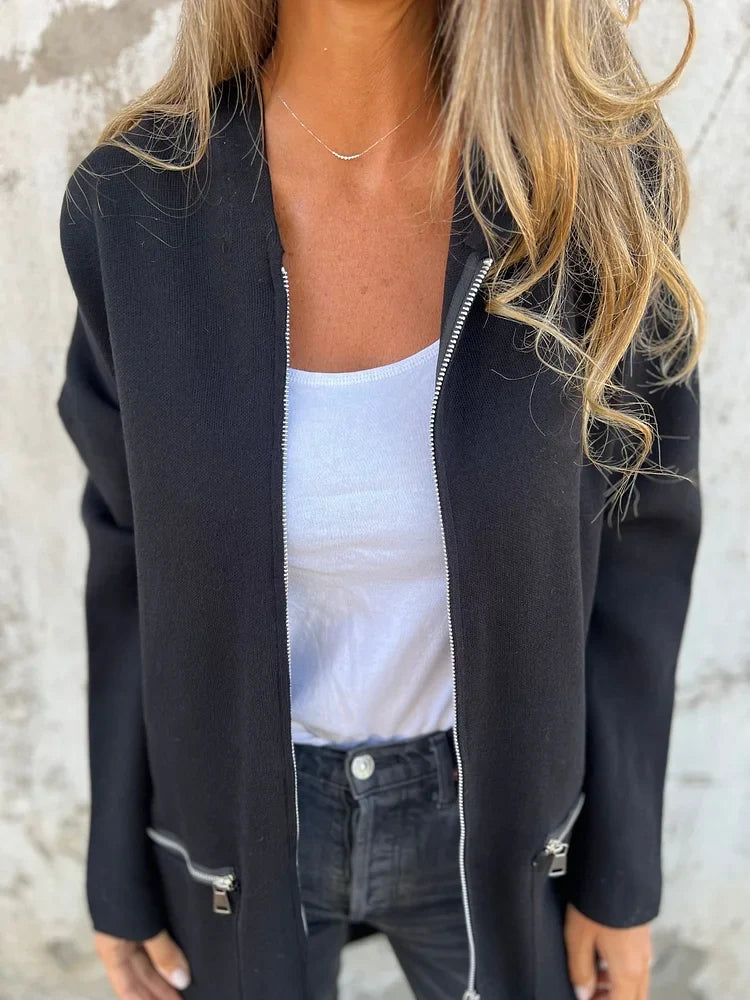 Ida | Round Neck Zipper Long Sleeve Casual Jacket