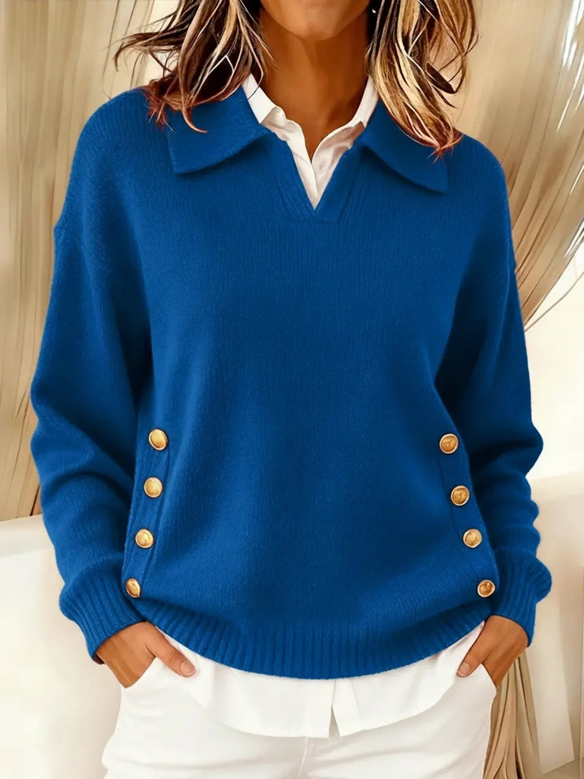 Erminia | Sweater with Polo Neck and Buttons