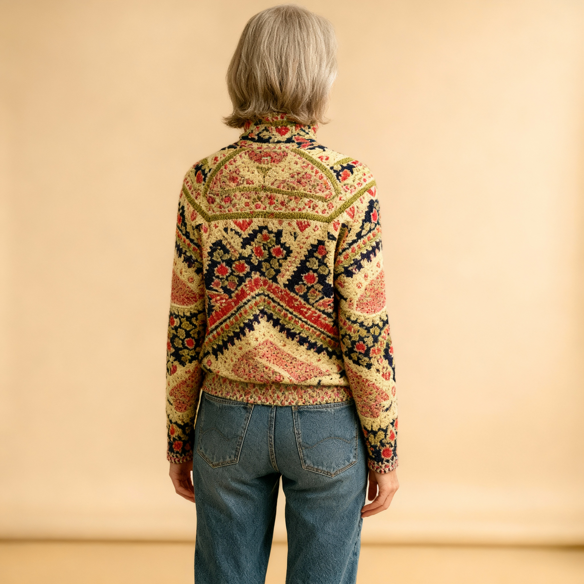 POPPY | VINTAGE FLORAL KNIT TURTLENECK JUMPER