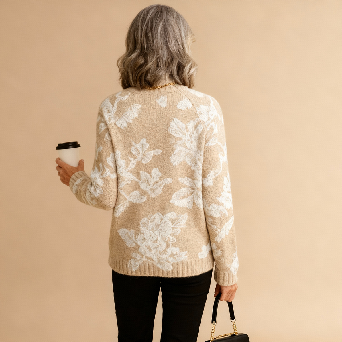 BELLA | TIMELESS VINTAGE FLORAL KNIT TURTLENECK JUMPER