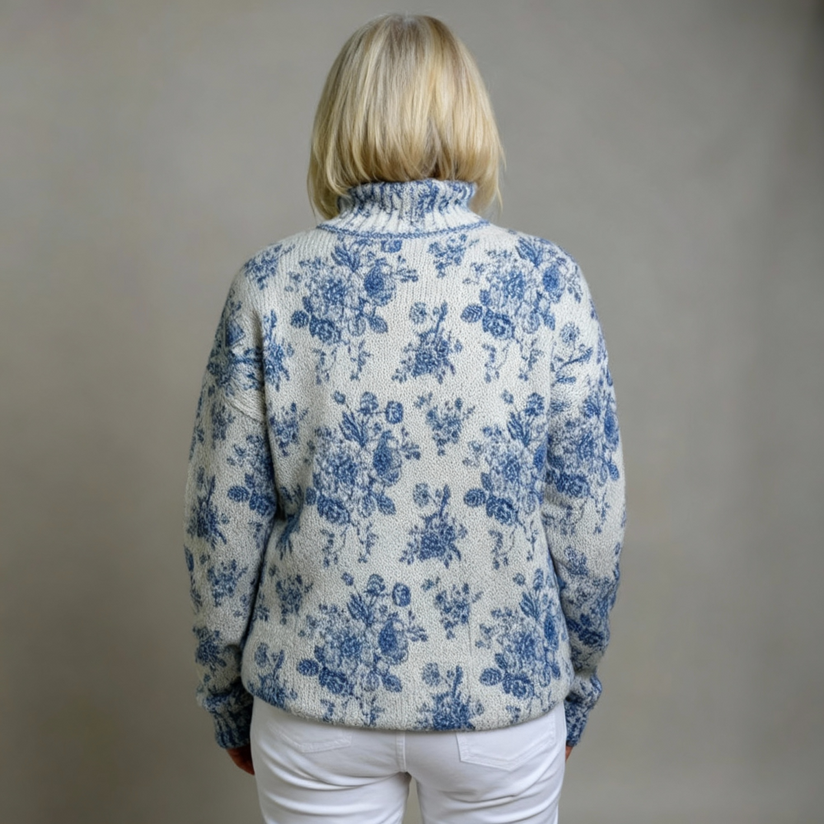MAISIE | BLUE BLOSSOM KNIT TURTLENECK JUMPER