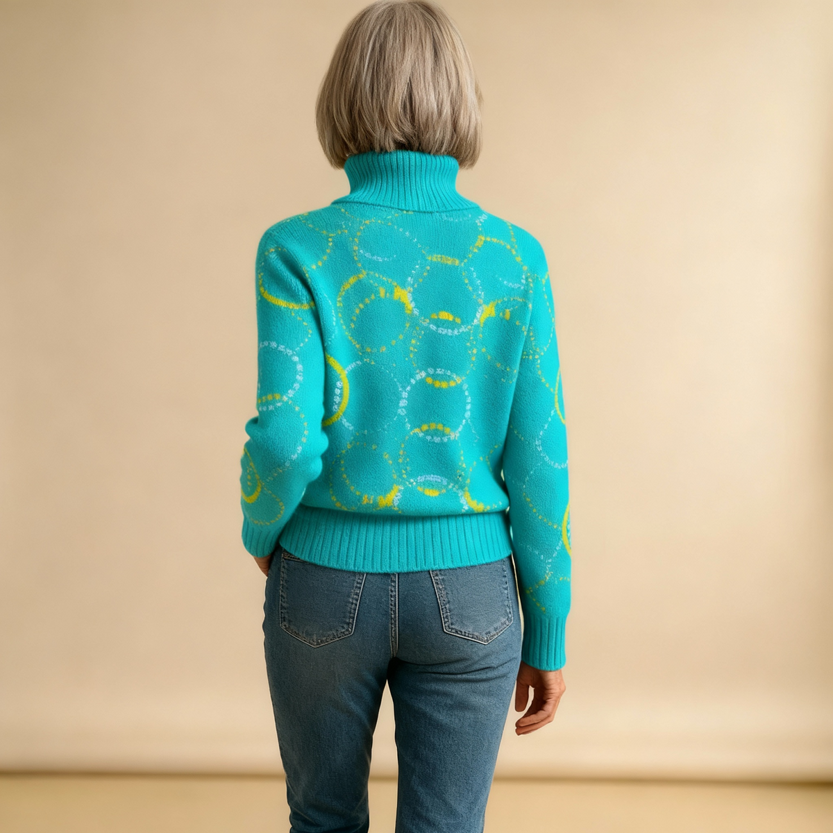 MATILDA | BRIGHT CIRCLE ART PRINT KNIT TURTLENECK PULLOVER JUMPER