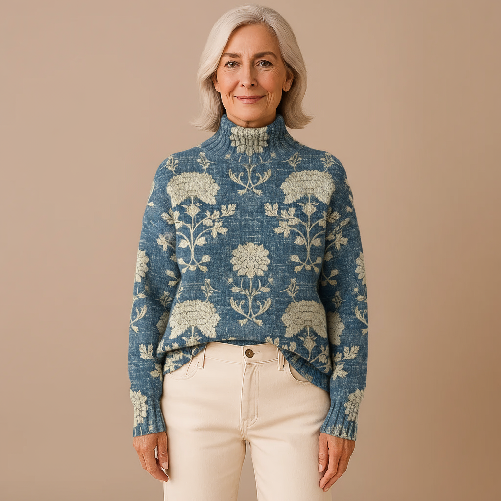 GEORGIA | TIMELESS FLORAL KNIT TURTLENECK JUMPER
