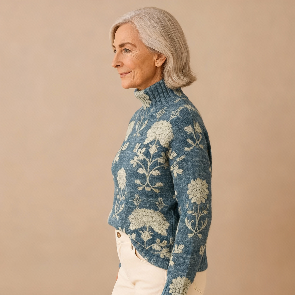 GEORGIA | TIMELESS FLORAL KNIT TURTLENECK JUMPER