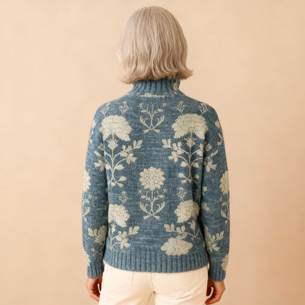 GEORGIA | TIMELESS FLORAL KNIT TURTLENECK JUMPER