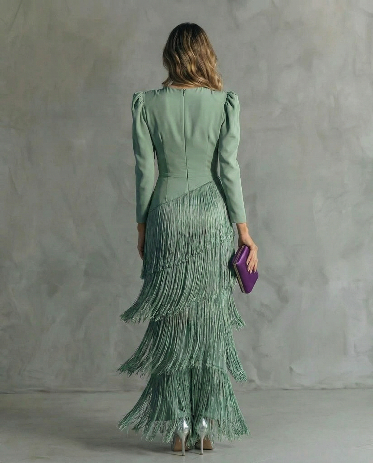 Chiara | Abito Midi Donna con Maniche a Frange