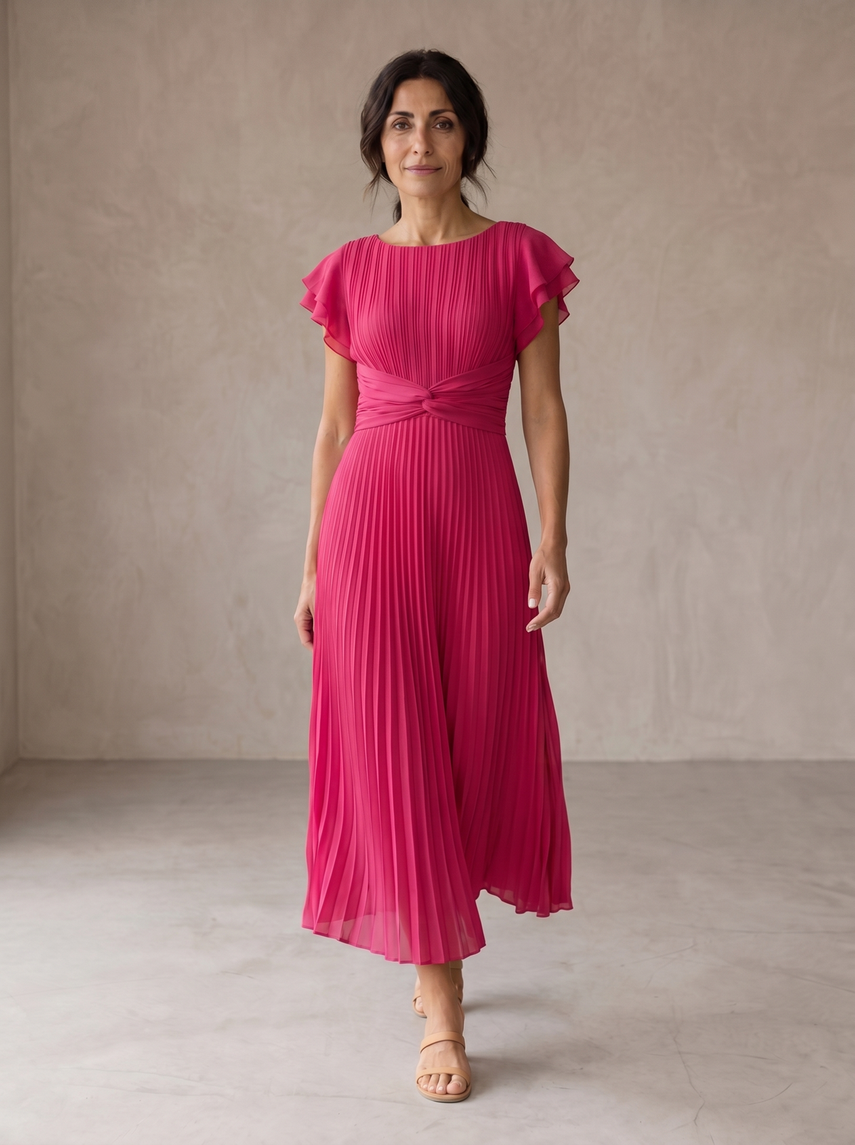 Seraphina | Abito Lungo Donna Plissettato con Cintura Annodata