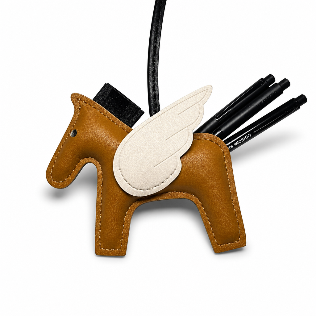 WINGED HORSE CHARM IN LEATHER