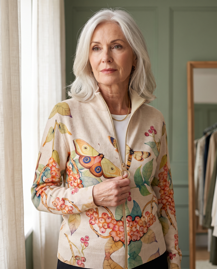 ISOLDE | BUTTERFLY GARDEN ZIP CARDIGAN